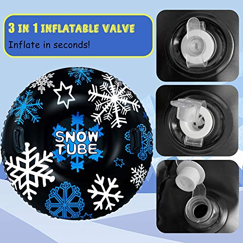 GUOOU Inflatable Snow Tube with Handles, Heavy Duty Snow Sled, Snow Tire, River Tube, Water Float, Sledding Float, Snow Rider, Snow Racer, Snowboard for Winter Outdoor Fun - Thumbnail 5