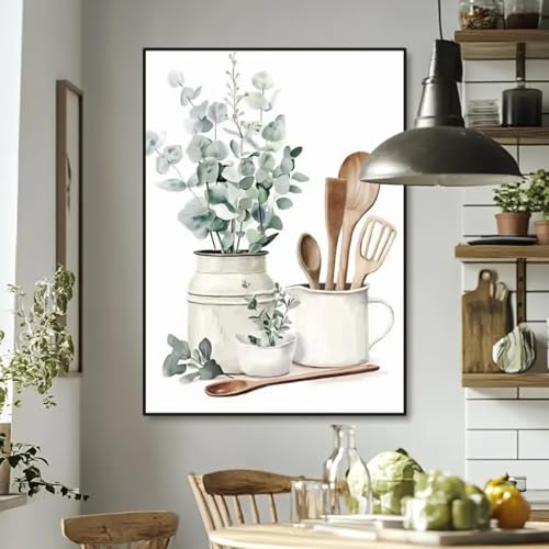 Affiches botaniques vertes grand cadre 70 x 90 cm triptyque