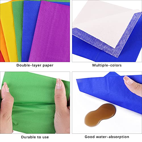 Durony 360 Pieces Colorful Rainbow Cocktail Napkin Neon Beverage Napkins Disposable Beverage Luncheon Paper Napkins 2 Ply For Birthday Fiesta Jungle Baby Shower Party Favors #TOP2