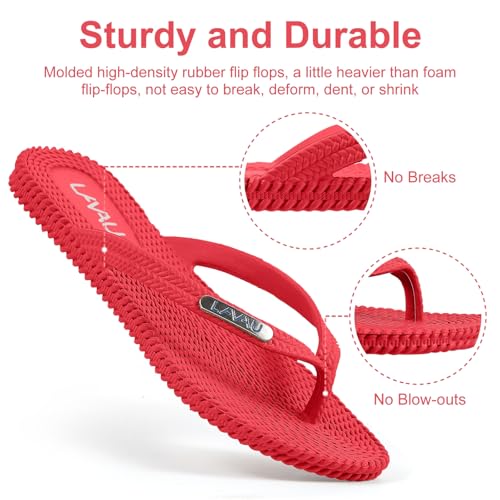 Image of LAVAU Flip Flops for Women, Waterproof Non Slip Thong Sandals for Shower Beach Pool, 100% Recyclable