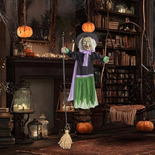 Decoración de Halloween de 1,83 m con movimiento para un porche y jardín terroríficos 3