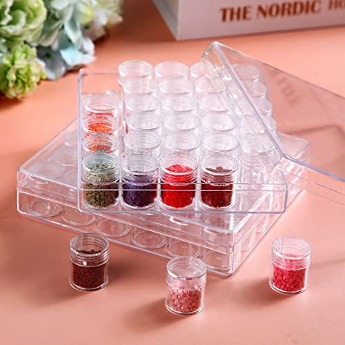 Image of Xinnun 4 Pcs Bead Organizer Transparent diamond art storage with Lid Plastic Embroidery Bead Storage Containers for DIY Crafts Jewelry Earring Sewing Pills Nail Small Items, Clear (30 Grids)