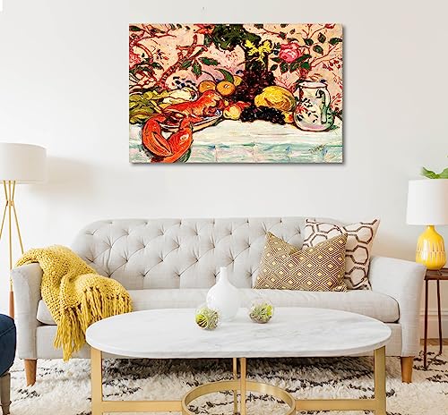 Image of Tamatina Modern Art Canvas Painting | The Lobster With Fruit | Abstract Art Unframed painting for Home decor|Size - 24X16 Inches.m320