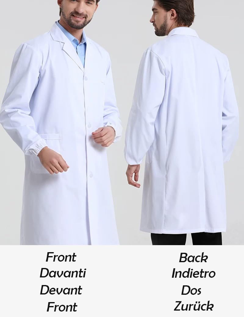 Laboratorium Chemiczna koszula dla chłopców, mężczyzn, kobiet, białych laboratoryjnych, długa koszula unisex, płaszcz zdrowotny dla uczniów szkół, szpitala, lekarza, studenta sztuki