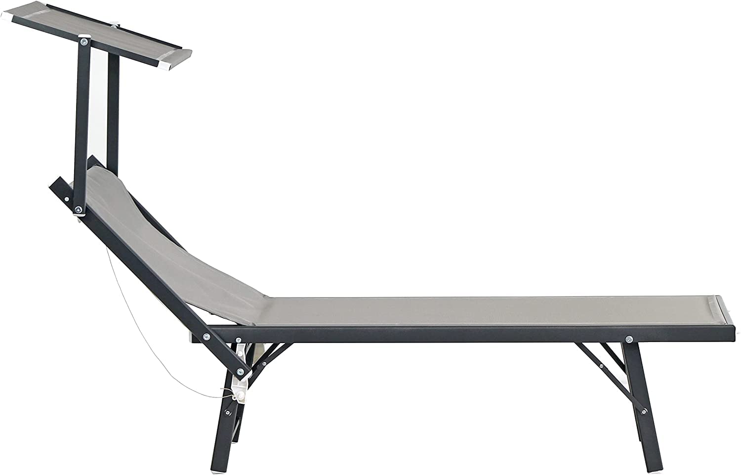 Estosa - Lettino prendisole con struttura in alluminio colorata e textilene, robusto e leggero, adatto per stabilimenti balneari, piscine, giardini, terrazze (Grigio/alluminio grigio PACCO DOPPIO)