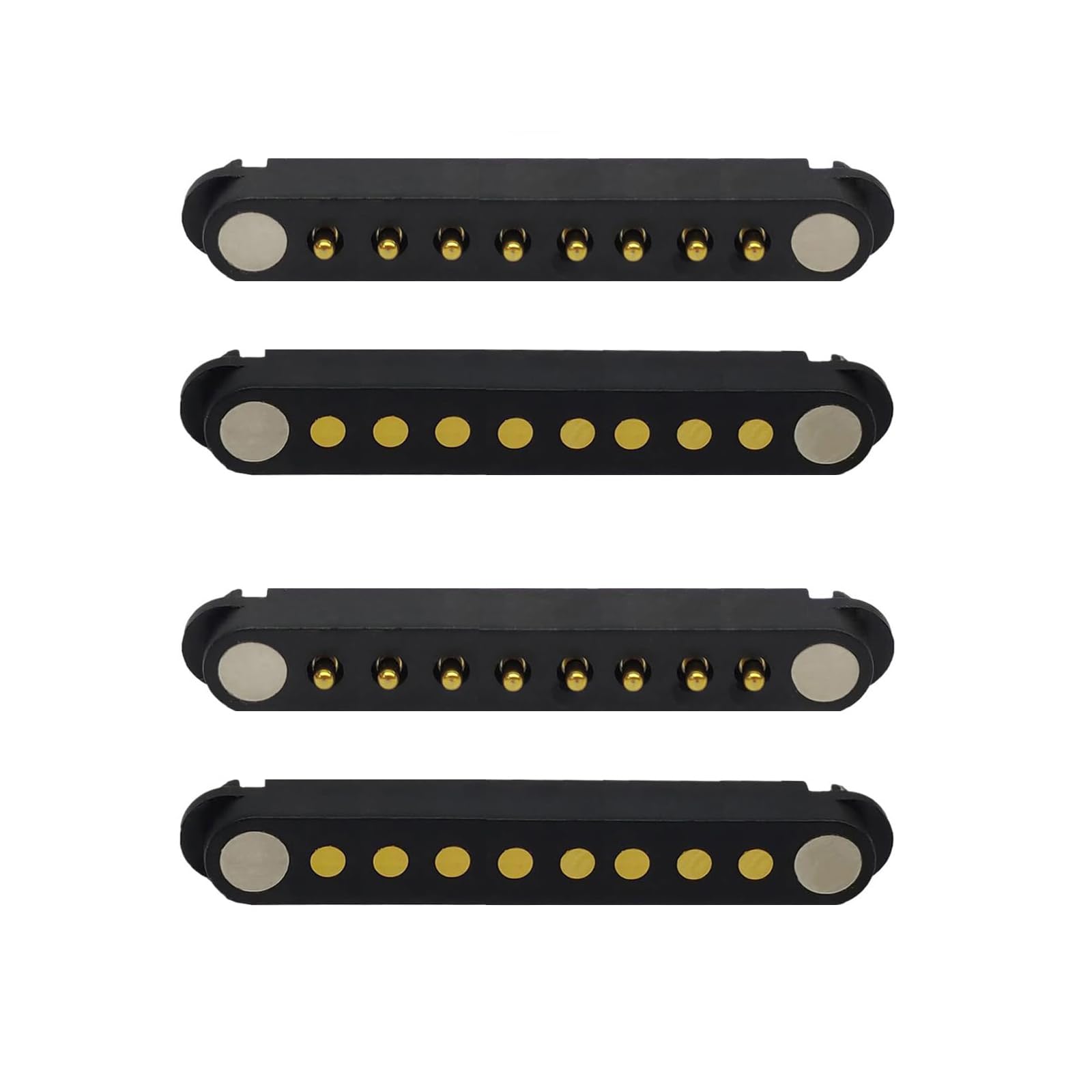 Tcbstone Men's Black 2 Pair Magnetic Pogo Pin Connector, 2/3/4/5/7/8P 2A Pogopin Magnetic Connector Fe 2.54/2.5 Mm Dc Power Socket Dc Power Charge Probe Connector (8P)