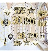 Turypaty 30th Birthday Decorations Hanging Swirls for Men Women, Black Gold Vintage 1996 30th Bir...