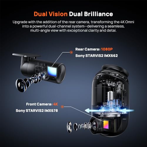 Image of 70mai 4K HDR Omni DashCam, Dual STARVIS 2 IMX 678 & IMX 662, AI Motion Detection, Upto 512GB Supported