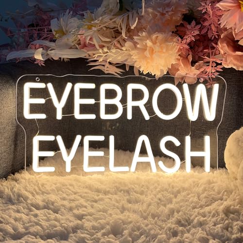 Image of Eyebrow Eyelash Neon Sign Spa Beauty Room Nail Brows Lashed Salon Studio LED Wall Art Decor For Business Stores Logo Barber Shops Led Word Indoor Custom Neon Lights 5V USB Powered Warm White 40x20.1cm