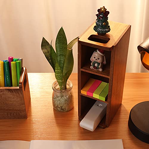 Htb Wood Desk Organizers, 3 Compartment Pen And Pencil Holder, Desktop Organizer For Store Marker, Office Supplies, Makeup Brush, Tv Remotes, Game Console #TOP2