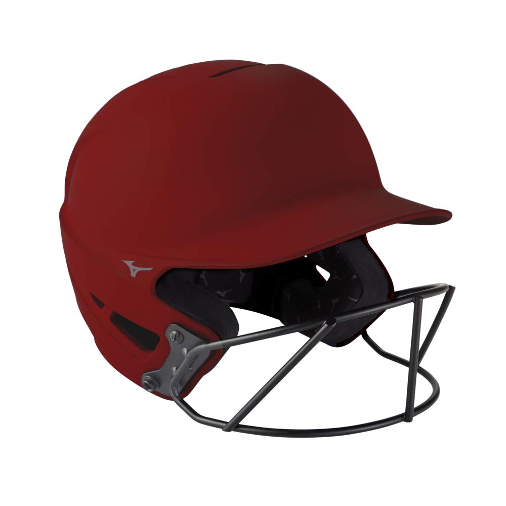 Mizuno Softball Batting Helmet with Mask Casco de bateo de sóftbol F6 Fastpitch para Adultos con máscara, Unisex, Cardinal, S/M