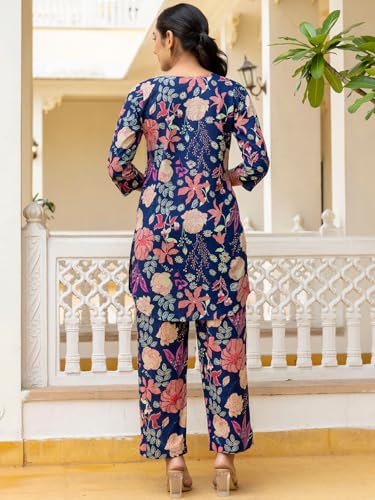 Image of feranoid Elegant V-Neck 3 /4 Sleeve Kurta & Pant Co-ord Set (S-XXL)