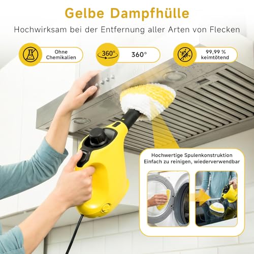 12 Stück Dampfreiniger Zubehör für Kärcher, Kompatibel mit SC1 SC2 SC3 SC4 SC5, inkl Verlängerte Düse, Gebogene Düse, Fugen Düse, Rundbürste, Flachbürste, Mikrofaser-Tuch.