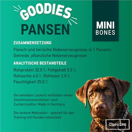 Chewies Hundeleckerli Training Mini Pansen Knöchelchen - 125 g - Hundesnacks zuckerfrei & mit hohem Fleischanteil - ideal als Trainings-Leckerli für Ihren Hund