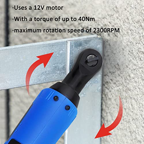 12V Electric Cordless Ratchet Wrench Tool Kit, 3/8” Square Head, With Led Work Light, X7 Replaceable Sleeve Components, For Pipeline Maintenance, Stage Construction (2 Batteries) #TOP6