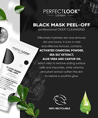 Perfect Look London Peel Off Face Masks, Intensive Purifier, Bamboo Charcoal Fighting Formula for Blackhead Removal and Deep Skin Clean, Carbon Activated for Maximum Cleansing - Image 8