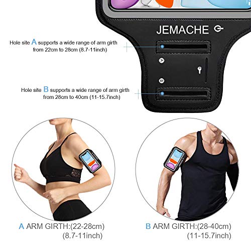 Iphone 14, 13, 12, 11, Xr Armband, Jemache Water Resistant Gym Running Workouts Arm Band Case For Iphone Xr, 11, 12, 13, 13 Pro, 14, 14 Pro With Key Holder (Black) #TOP4