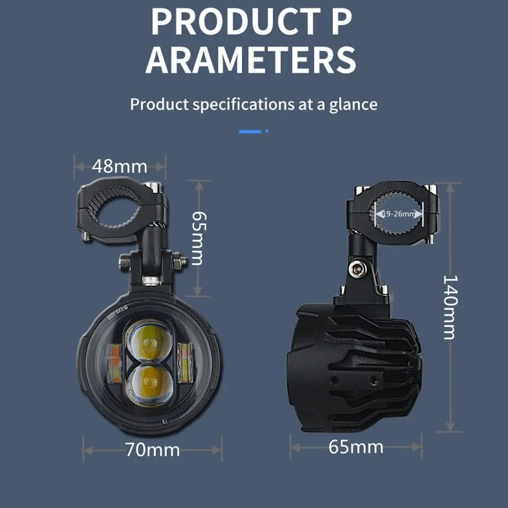 Fari fendinebbia a LED per moto Fendinebbia per moto Lampada di guida ausiliaria a LED Faretti per fari per moto Interruttore cablato da 100 W Luci a LED per moto bicolore