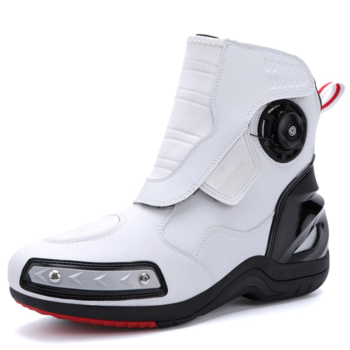 SDEQA Scarpe Moto Uomo Stivali Moto Motocross Dettagli Riflettenti | Leggere e Traspiranti con Supporto alla Caviglia e Shift Pad Suola Antiscivolo