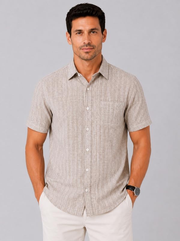 Image of MARK & ALBERT Half Sleeves Regular Fit Formal Shirt for Men Grey