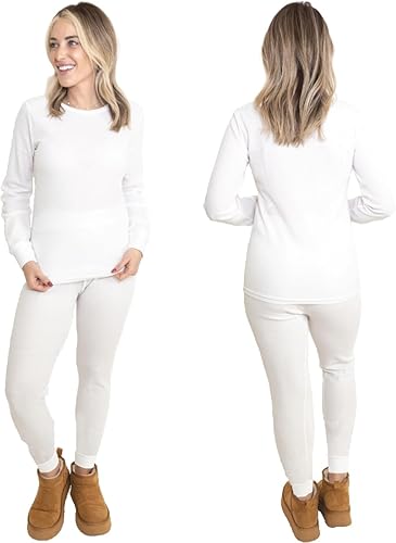 MISS POPULAR Juego térmico de 2 piezas para mujer, camisa de manga larga, pantalones, juego de capa base térmica para clima frío