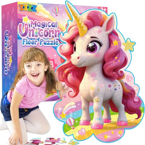 ZIZZ Unicorn Floor Puzzles for Kids Ages 3-5, 4-8 Years...