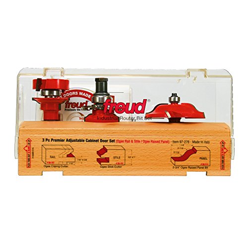 Freud 97-276: 3 Piece Premier Adjustable Cabinet Bit Set, ogee & roman ogee profile