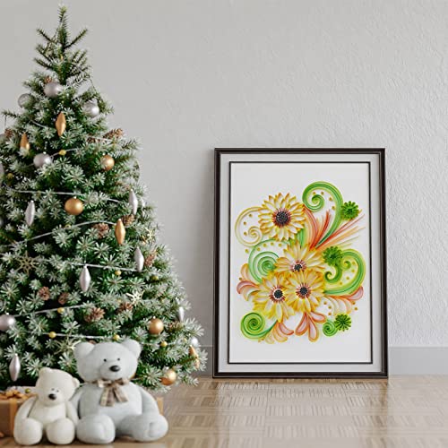 Uniquilling Quilling Kits Paper Quilling Kit For Adults Beginner, Diy Kits For Adults Paper Filigree Painting Kits, Modern Wall Art For Living Room, 16*20In Colorful Sunflower- Basic #TOP7