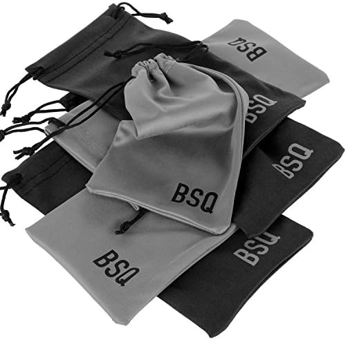 Microfiber Pouch - Soft Storage Bag(s) for Glasses and Cell Phones (Black&Gray 4" x 7.75")