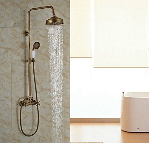 Colonne de douche laiton antique : ensemble rétro haut de gamme pour salle de bain