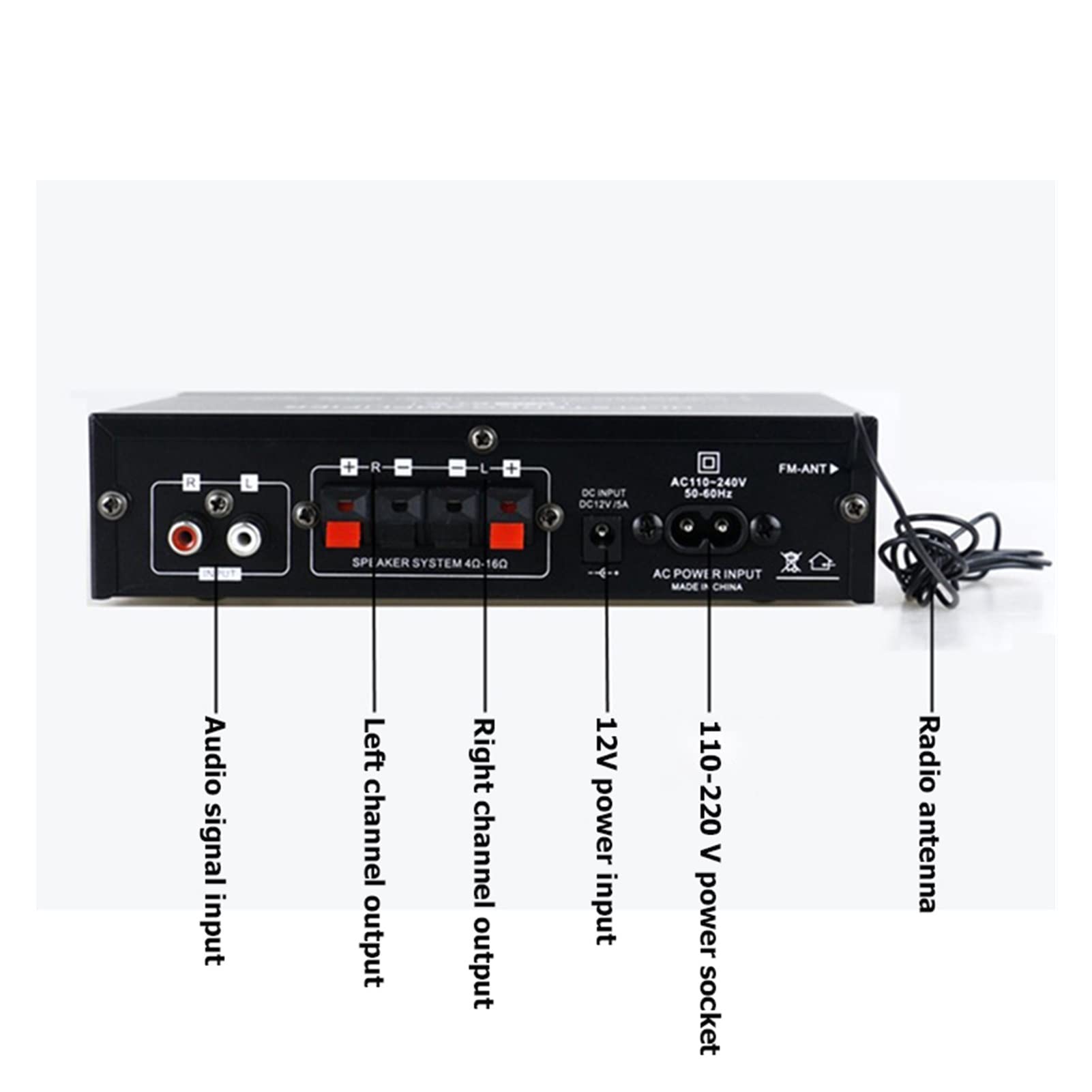Amplificatore stereo Bluetooth auto Bluetooth HiFi Digital Audio Home Karaoke Power amp FM USB. Amplificatore auto auto con telecomando 90W + 90W(45WX2)