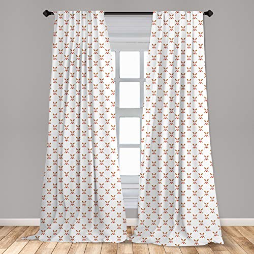 Lunarable Baseball Curtains, Crossed Bats With Balls Boys Design Cartoon American Sports Theme, Window Treatments 2 Panel Set For Living Room Bedroom, Pair Of - 28" X 63", Brown White #TOP19