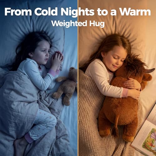 Image of Mewaii Weighted Stuffed Animals with Microwavable Heating Pad - 5 lbs Adjustable, Heatable & Coolable Stuffed Animal for Realistic Hug, Removable Inner Pad, Plush Gifts for Kids (Amber Brown, 23 Inch)
