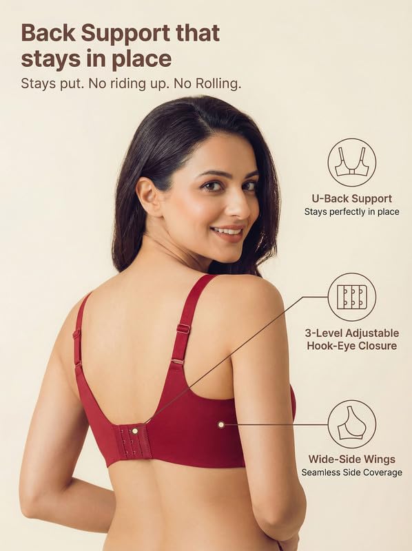 Image of Tweens Cotton Padded Bonded Bra for Women | Full Coverage Wire-Free Bra | Seamless No-Dig Comfort | Breathable Cotton | Elastic-Free Bottom Band & Side Wings | Pack of 1|