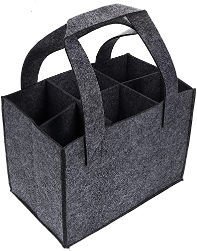 Image of GREENSHEEP 6 Bottle Wine Carrier Bag, Reusable Wine Bottle Tote Bag, Portable Wine Travel Bag with Handle for Picnic, Camping, Travel, Wine Tasting, Party (Grey)