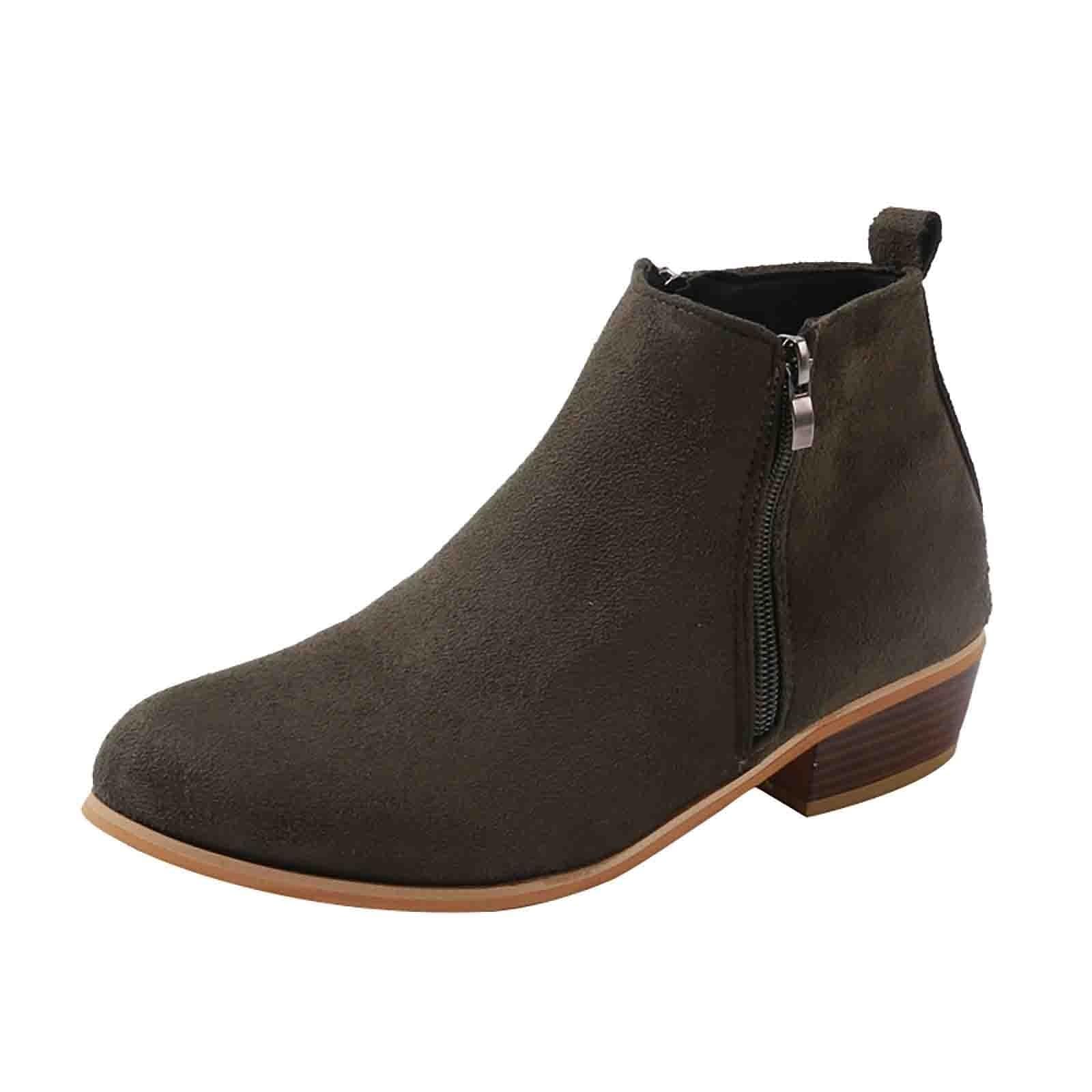 Ankle Boots Womens Classic Low Heeled Short Booties Casual Comfortable Boots with Wide Widths Available Booties Girls Brown