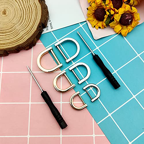 18Pcs D-Rings Screw In Shackle,3 Size Horseshoe U Shape D Ring Screw In Shackle Semicircle D Ring With 2Pcs Screwdriver Diy Leather Strap Craft Purse Replacement #TOP6