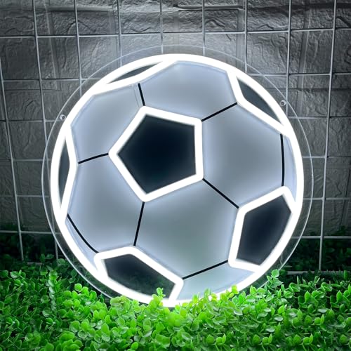 Ecluloriven Soccer Neon Sign, Dimmable Football LED Light