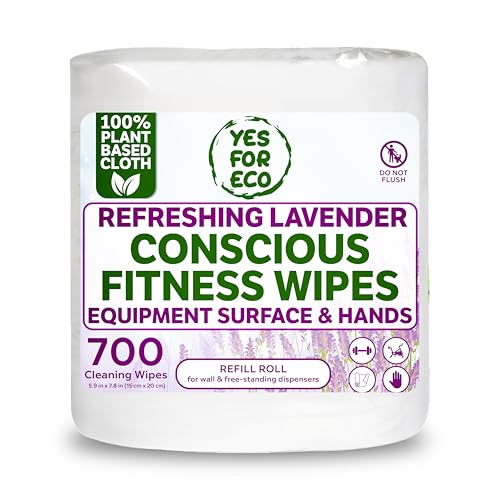 Image of Plant-Based Eco-Conscious Fitness Wipes | Infused with Lavender & Tea Tree Oil | All-Purpose Cleaning Wipes for Yoga, Pilates, and Gym Equipment (700 Count (Pack of 1))