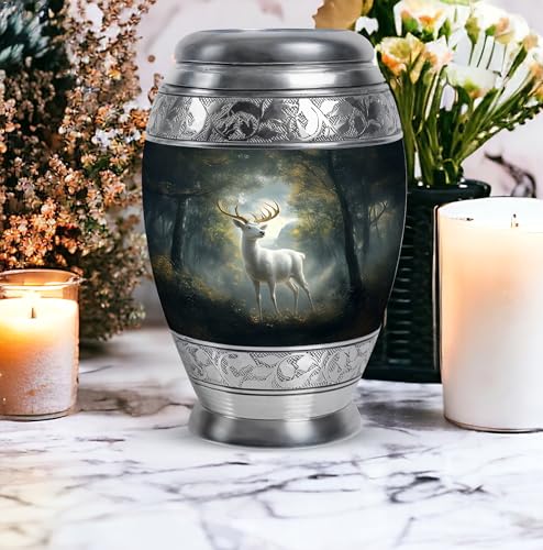 Image of Deer Urn - Small Funeral Urn for Ashes for Women & Men - Large Burial Urns for Mom & Dad - Combo of 10 Inch & 3 Inch