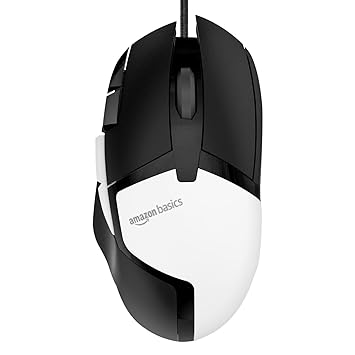amazon basics Wired Gaming Mouse, 4000 DPI, Lightweight, 8 Programmable Buttons, 500 IPS High-Speed Tracking, 1.6m Length USB Cable, for Gaming PC, Computer, Laptop, Mac (Black) - image, photos