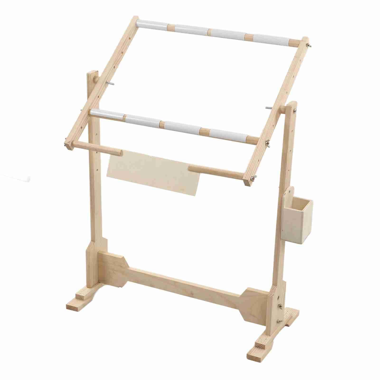 Generic Stojak do Haftowania Drewniana Regulowana Rama Podłogowa do Haftu Krzyżykowego i Gobelinu z 5 Pozycjami Wysokości 50 Cm Sosna