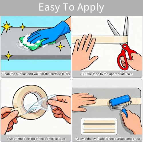 Image of Clear Anti Slip Tape for Stairs & Bathtubs, 4 inch x35FT Non-Skid Transparent Grip Tape - Soft PVC Safety Traction for Bare Feet, Pool Decks, Boats, Shower Floors