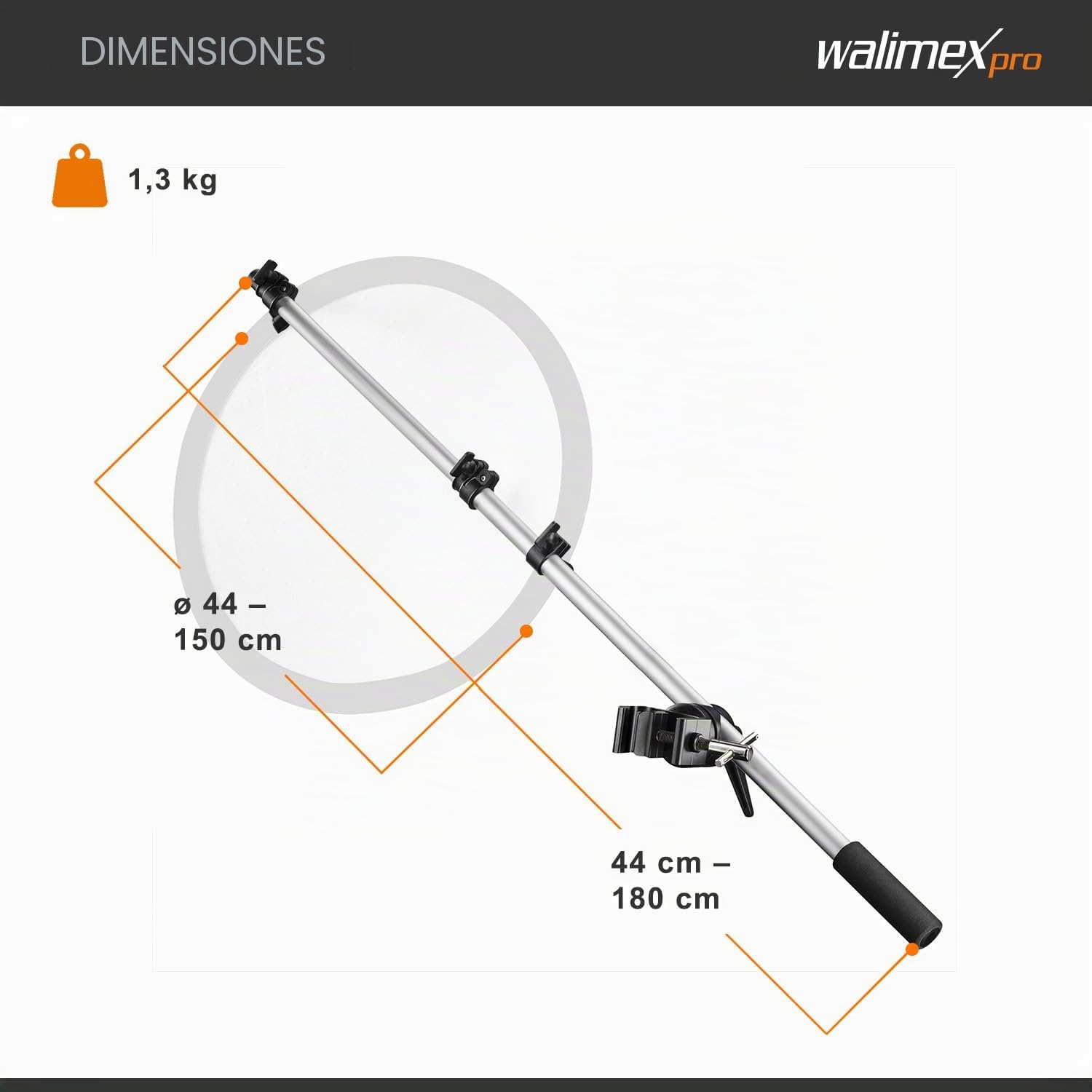 Walimex Pro - Soporte del Reflector con Fijaciones, 44-150 cm (incl. bolsa de transporte)