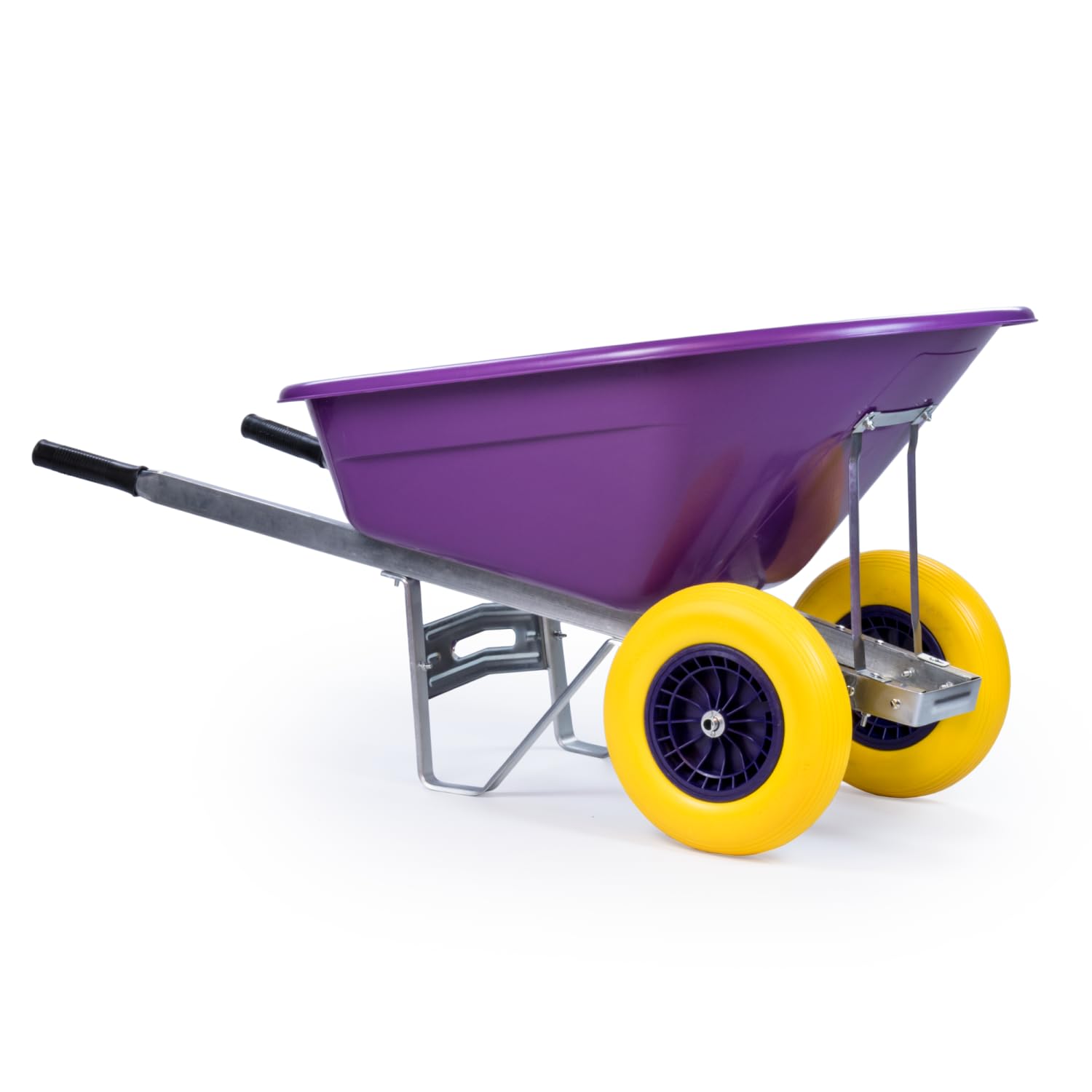 KCT 160L Big Wheelbarrow Purple Garden Barrow Twin Wheel Puncture Proof Tyre for Builders, Equestrian, Stable Yard, Construction