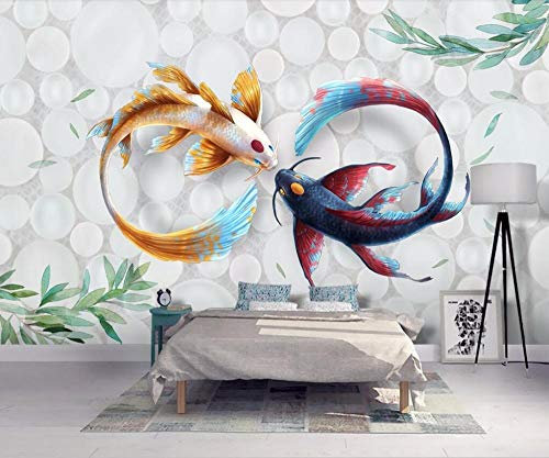 Papier peint moderne koi poisson fond 3d murale salon frais 250x175cm