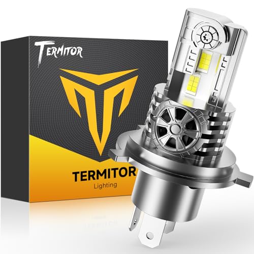 Termitor H4/9003/HB2 Bulb for Motorcycle, 18,000LM 600% Super Brighter, 1:1 Halogen Size, 6500K Cool White, 60000Hrs Long Service Life with Cooling Fan, Plug and Play H4 Fog Light, Pack of 1