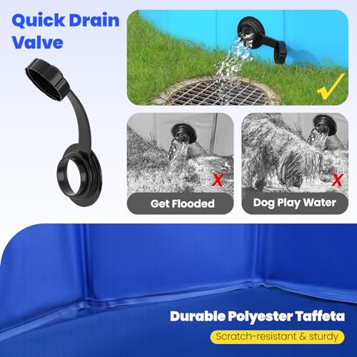 Pawaboo Foldable Large Dog Pool, Collapsible Pet Bath Pool Bathing Tub, Hard Plastic Doggie Wading Pool for Indoor and Outdoor, Portable Dog Swimming Pool for Small Medium Large Dogs and Cats(59\"x12\")