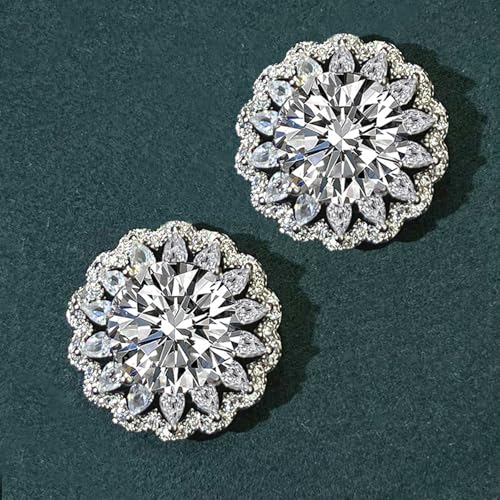 Sunflower Stud Earrings for Women S925 Sterling Silver Moissanite Earrings D Color VVS1 Daily Wear Party Gift 4Carat — view 2