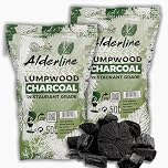 Alderline Lumpwood Charcoal BBQ - Smokeless & Flavor-Enhancing, Quick-Light, Sustainable, Grills & Cooking Styles - 5-20cm Pieces 50L Bag - Restaurant Grade Charcoal (100L)